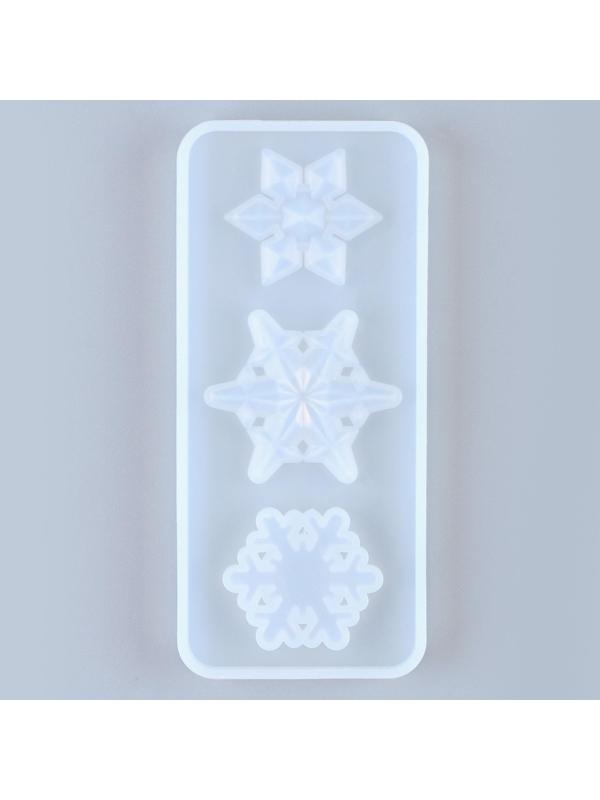 Форма силиконовая для эпоксидной смолы «Снежинка» 3 в 1, размер: от 2,4 до 9 см