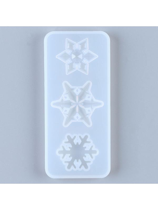 Форма силиконовая для эпоксидной смолы «Снежинка» 3 в 1, размер: от 2,4 до 9 см