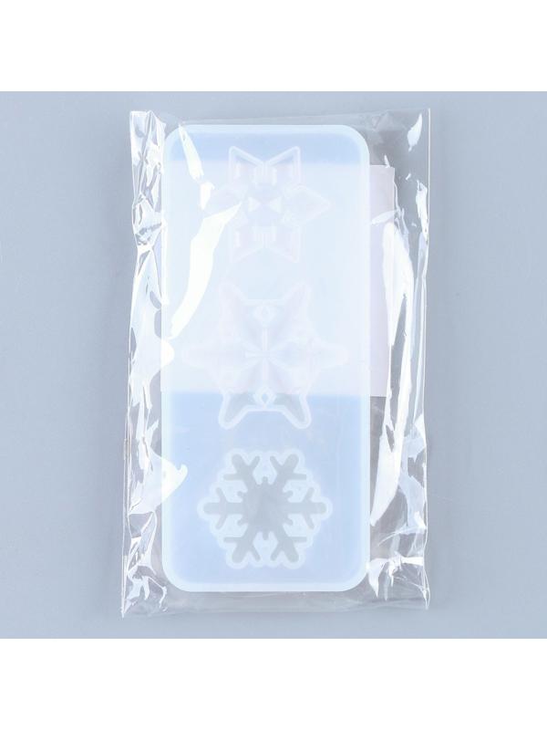 Форма силиконовая для эпоксидной смолы «Снежинка» 3 в 1, размер: от 2,4 до 9 см