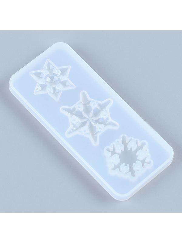 Форма силиконовая для эпоксидной смолы «Снежинка» 3 в 1, размер: от 2,4 до 9 см