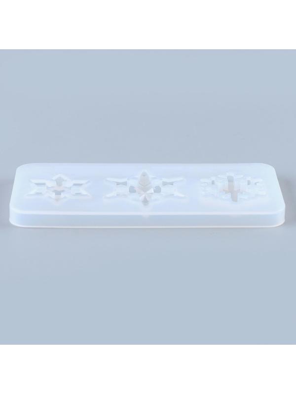 Форма силиконовая для эпоксидной смолы «Снежинка» 3 в 1, размер: от 2,4 до 9 см