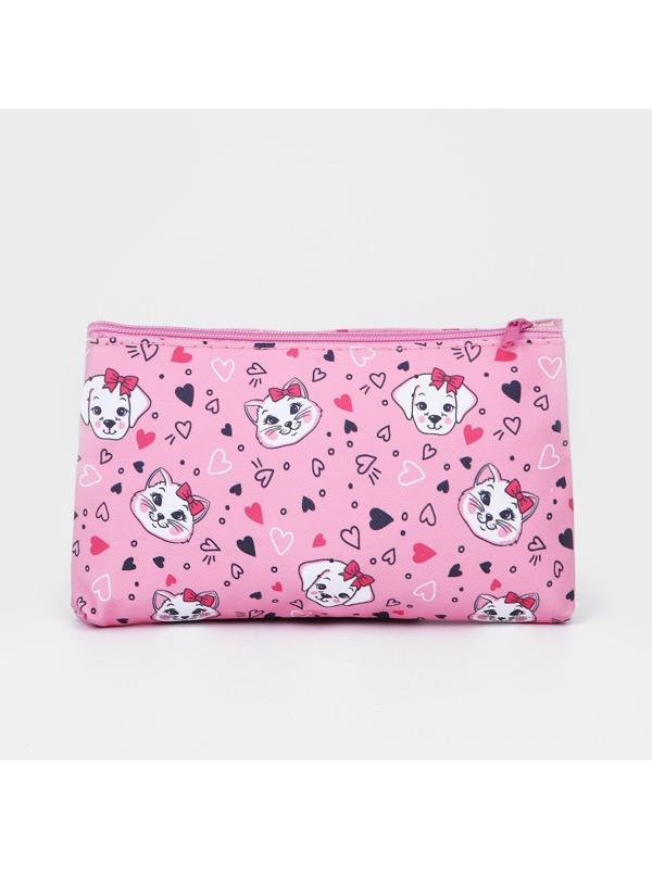 Косметичка на молнии, цвет розовый