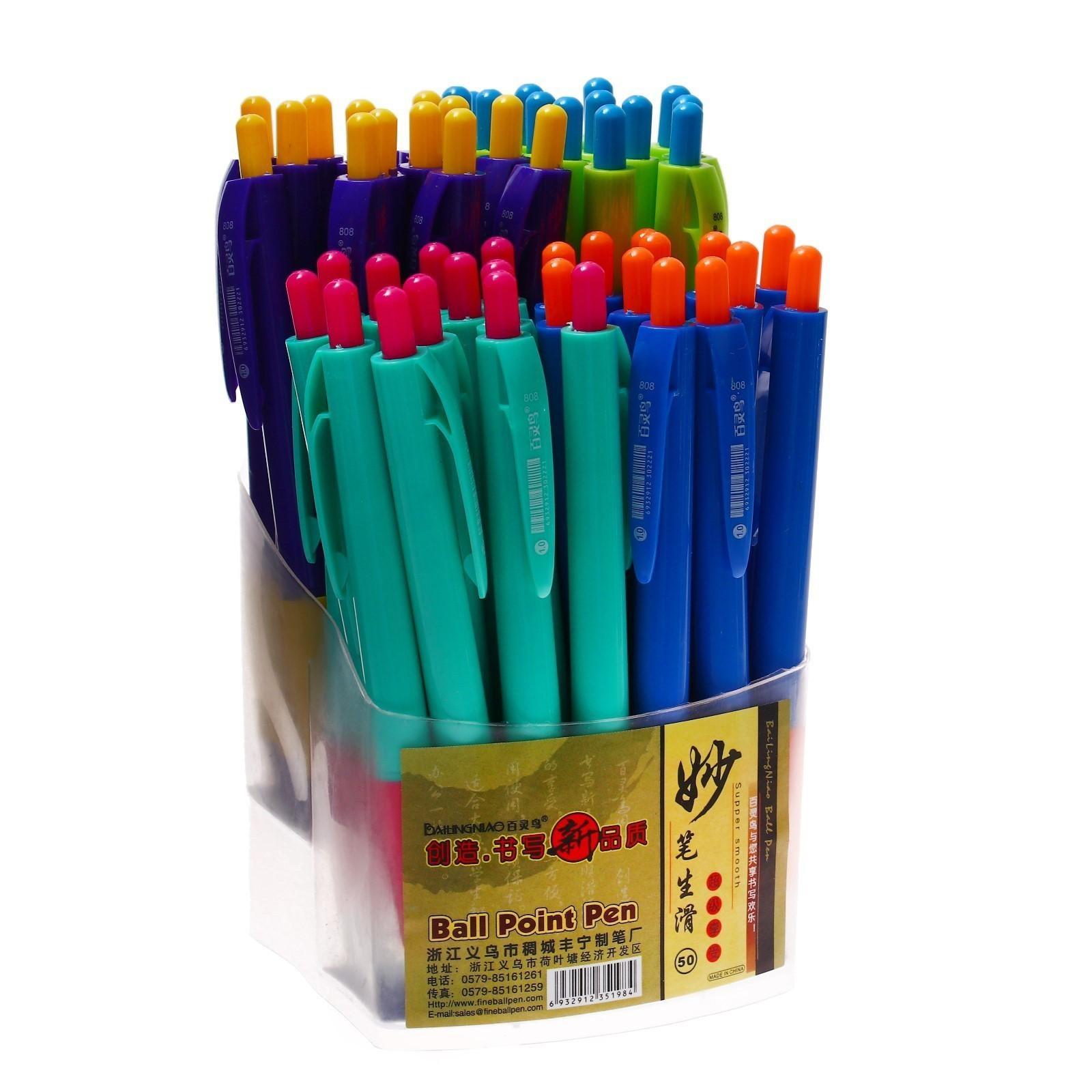 Ручка шариковая автоматическая 1,0 мм корпус МИКС с резиновым держателем