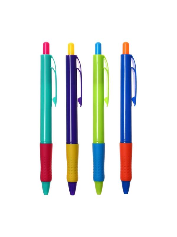 Ручка шариковая автоматическая 1,0 мм корпус МИКС с резиновым держателем