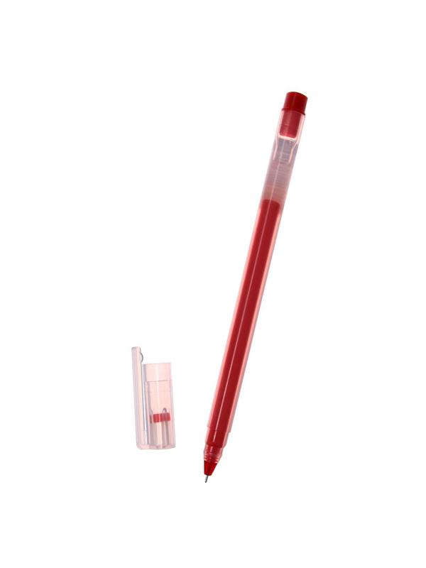 Ручка гелевая 0,5мм красная, бесстержневая,корпус треугольный, иголчатый пишущущий узел