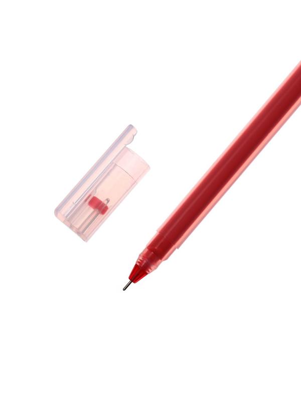 Ручка гелевая 0,5мм красная, бесстержневая,корпус треугольный, иголчатый пишущущий узел
