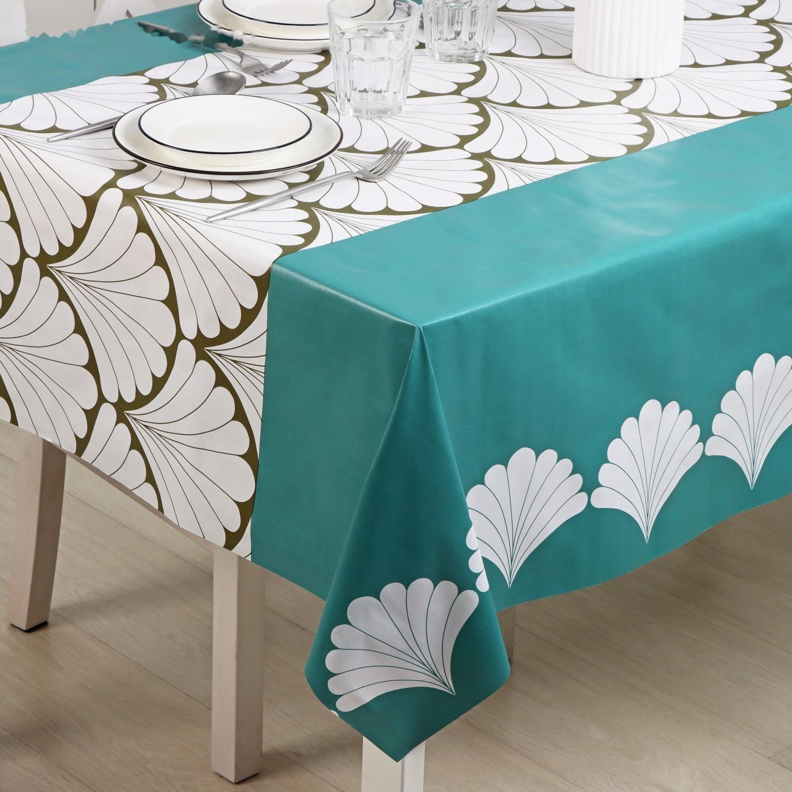 Клеёнка столовая на нетканой основе Доляна, ширина 137 см, рулон 20 м, цвет бирюзовый