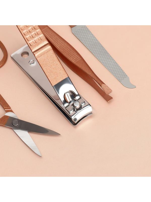 Набор маникюрный, 4 предмета, в футляре, цвет розовый