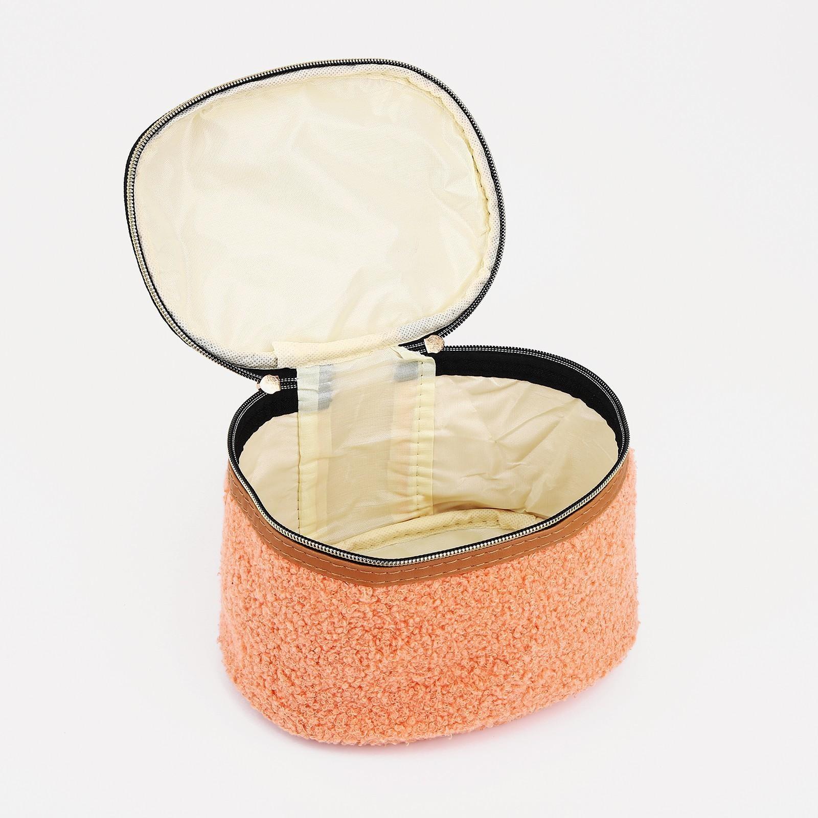 Косметичка на молнии, с подкладом, цвет персиковый