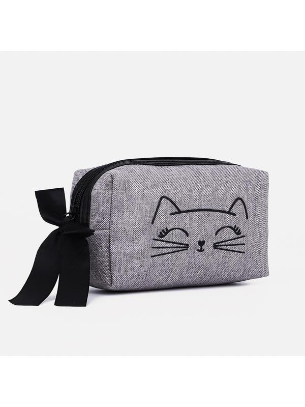 Косметичка на молнии, с подкладом, цвет серый