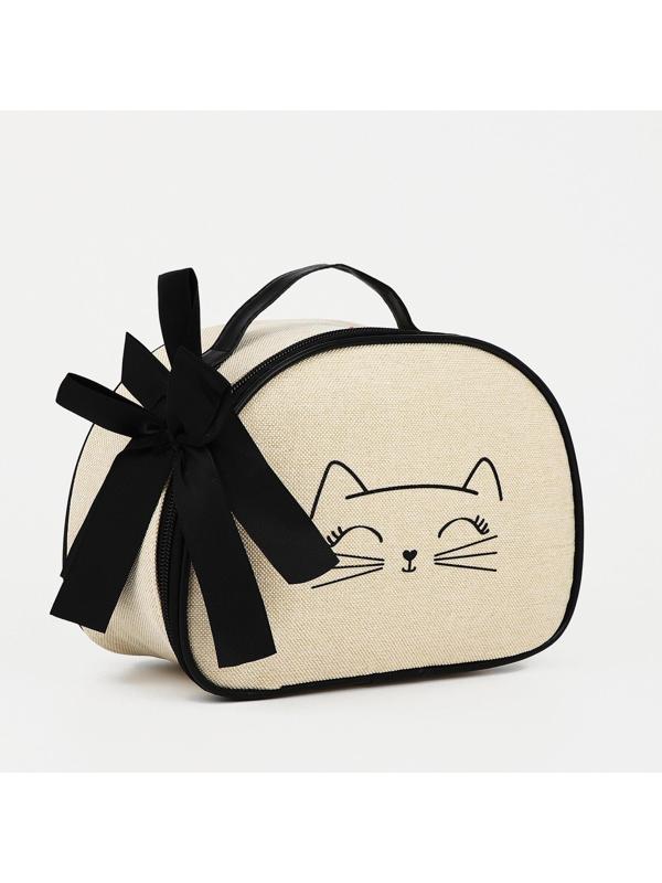 Косметичка на молнии, с подкладом, цвет бежевый