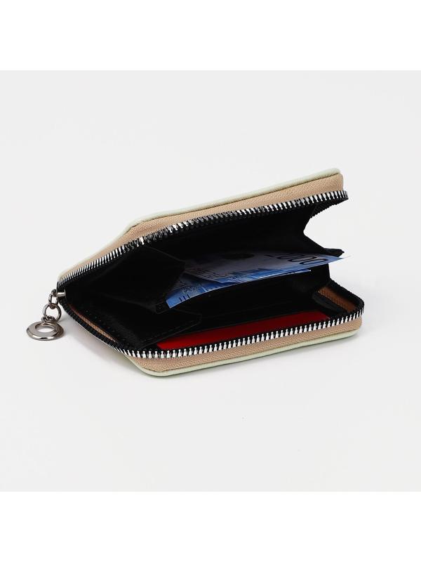 Кошелёк на молнии, отдел для карт, для монет, цвет жёлтый