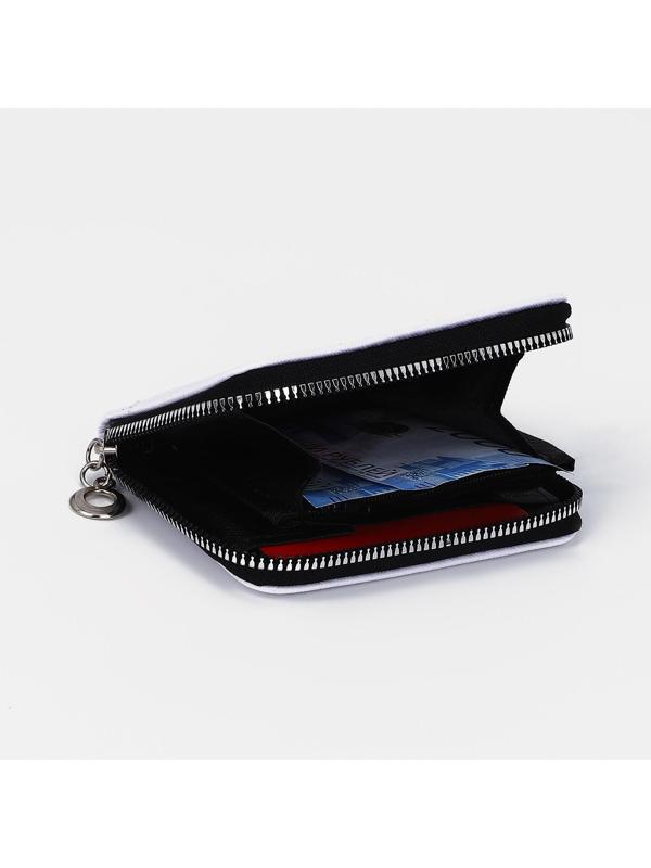 Кошелёк на молнии, отдел для карт, для монет, цвет белый