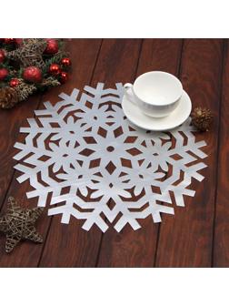 Салфетка сервировочная Доляна Снежинка цв.серебро, d 38 см