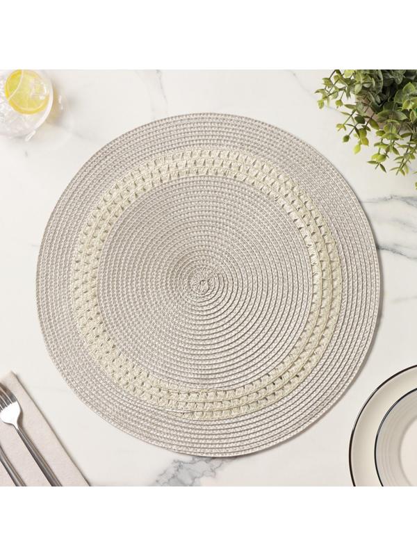 Салфетка сервировочная на стол Доляна «Оскар», d=38 см, цвет бежевый