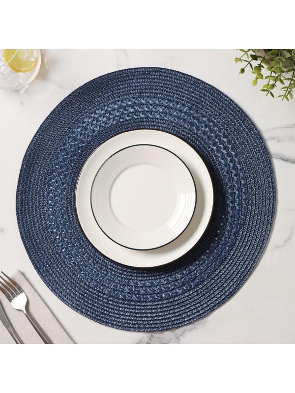 Салфетка сервировочная на стол Доляна «Оскар», d=38 см, цвет синий