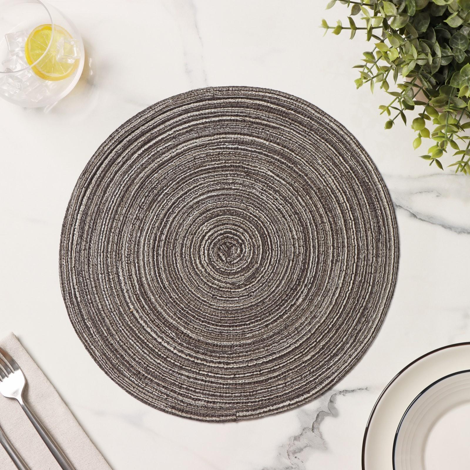 Салфетка сервировочная на стол Доляна «Дуо», d=30 см, цвет чёрный