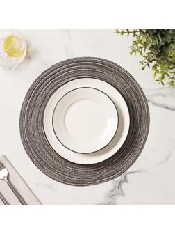 Салфетка сервировочная на стол Доляна «Дуо», d=30 см, цвет чёрный