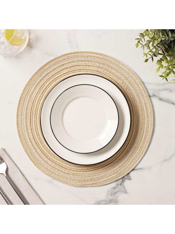 Салфетка сервировочная на стол Доляна «Дуо», d=30 см, цвет бежевый