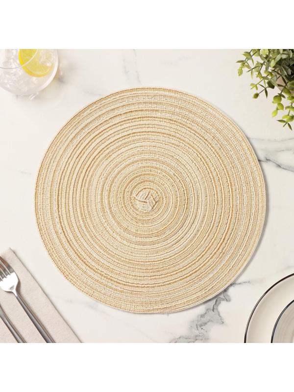 Салфетка сервировочная на стол Доляна «Дуо», d=30 см, цвет бежевый