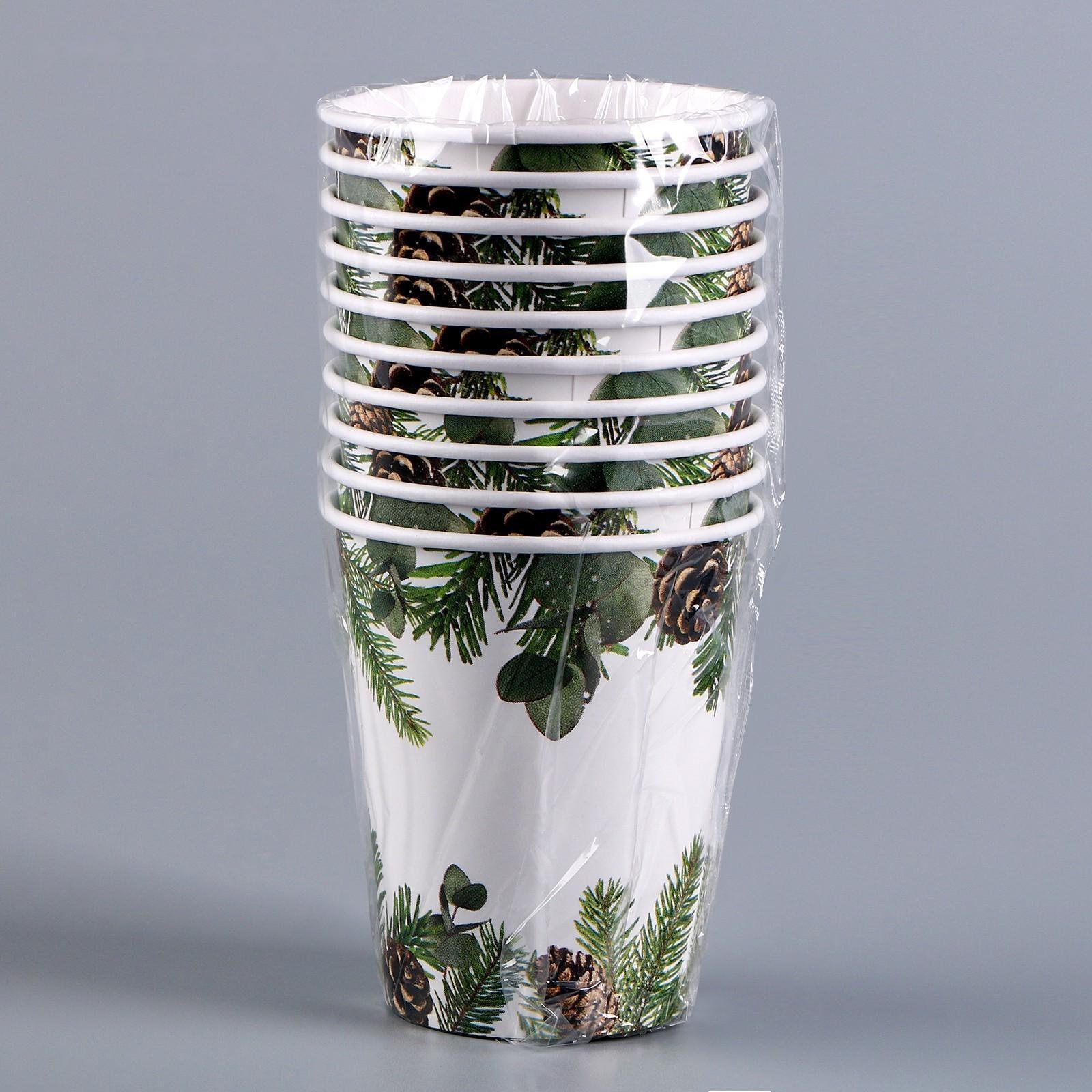 Стакан бумажный «С Новым годом», еловые ветки