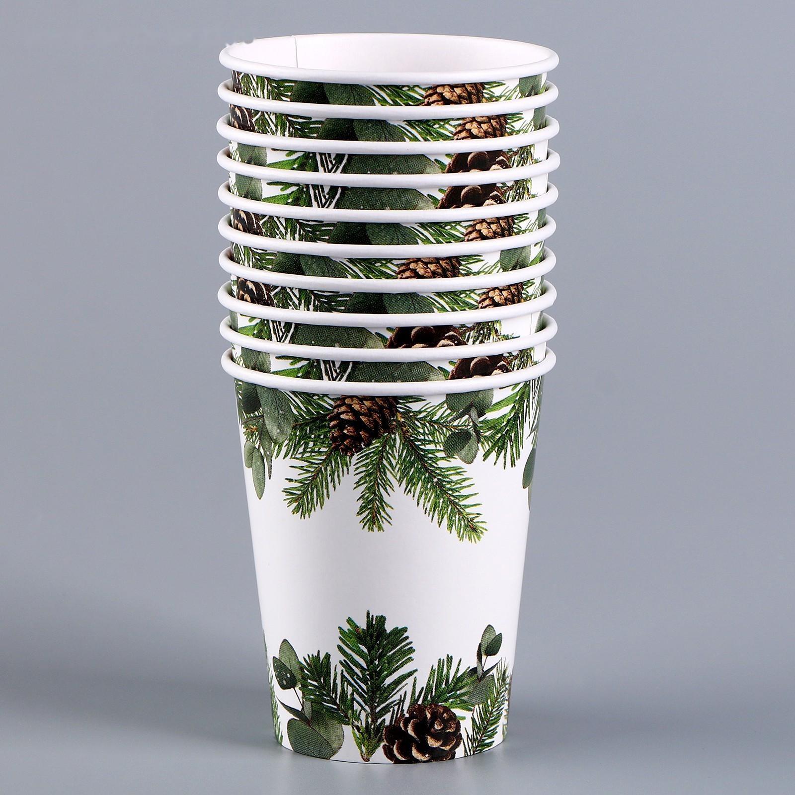 Стакан бумажный «С Новым годом», еловые ветки