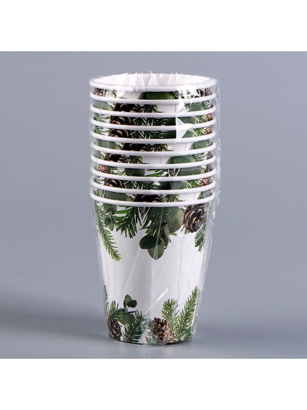 Стакан бумажный «С Новым годом», еловые ветки