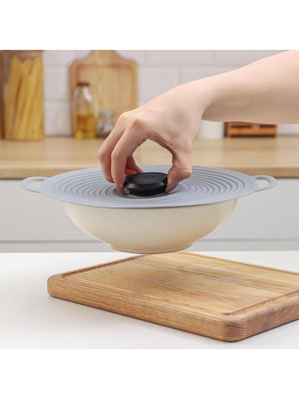 Силиконовая универсальная крышка Доляна, d=22,5 см, цвет серый