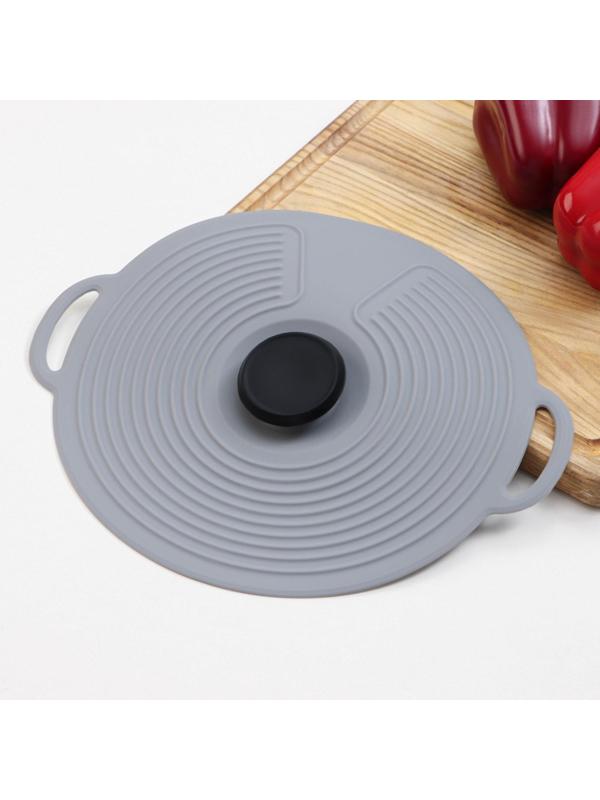 Силиконовая универсальная крышка Доляна, d=22,5 см, цвет серый