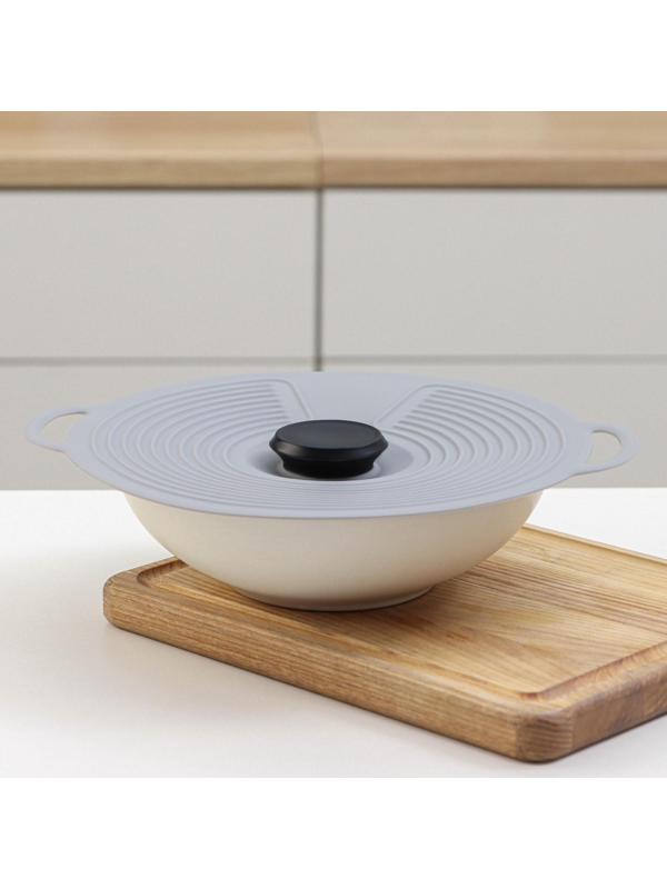 Силиконовая универсальная крышка Доляна, d=22,5 см, цвет серый