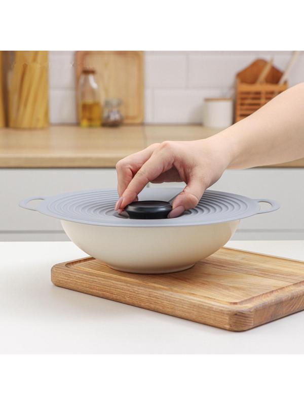 Силиконовая универсальная крышка Доляна, d=22,5 см, цвет серый