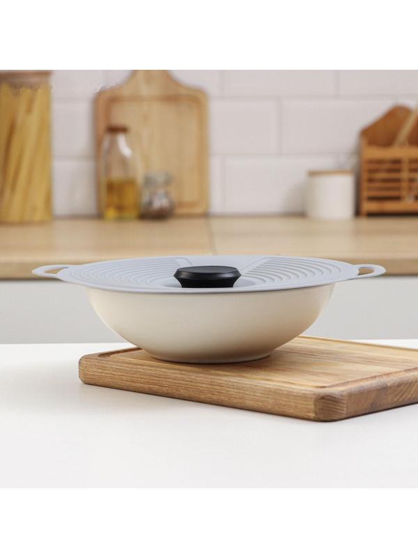 Силиконовая универсальная крышка Доляна, d=22,5 см, цвет серый