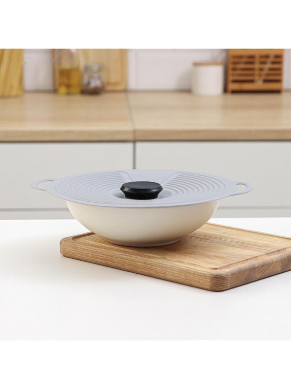 Силиконовая универсальная крышка Доляна, d=22,5 см, цвет серый