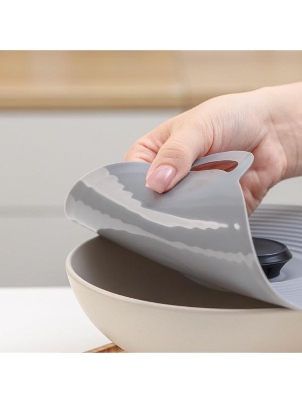 Силиконовая универсальная крышка Доляна, d=22,5 см, цвет серый