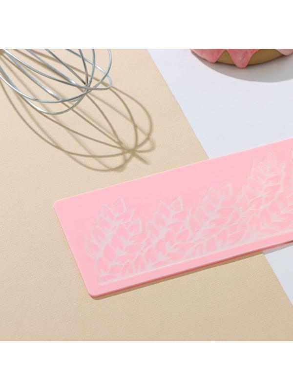 Силиконовый коврик для айсинга Доляна «Листья», 37,5×8×0,1 см, цвет розовый