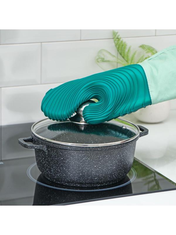 Рукавица для горячего с манжетой Доляна «Профи» 34×17,5×2см, цвет зелёный