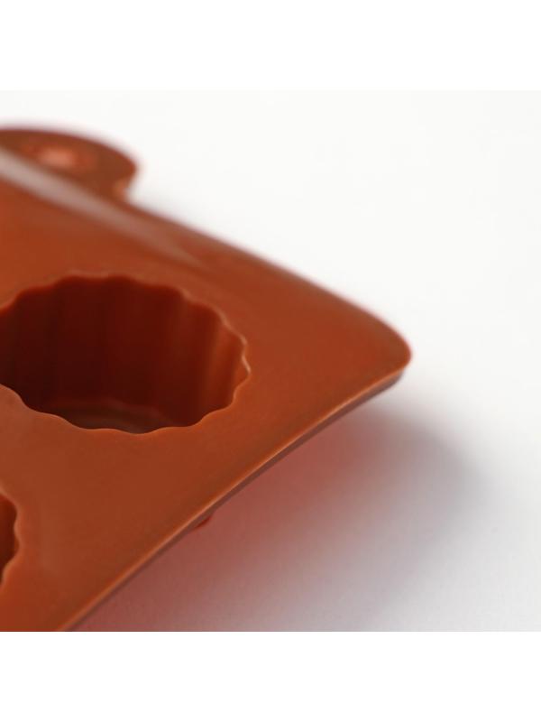 Форма силиконовая для льда и кондитерских украшений Доляна «Конди», 20×11×1,5см (2,5×2,5×1,5 см), 15 ячеек, цвет коричневый