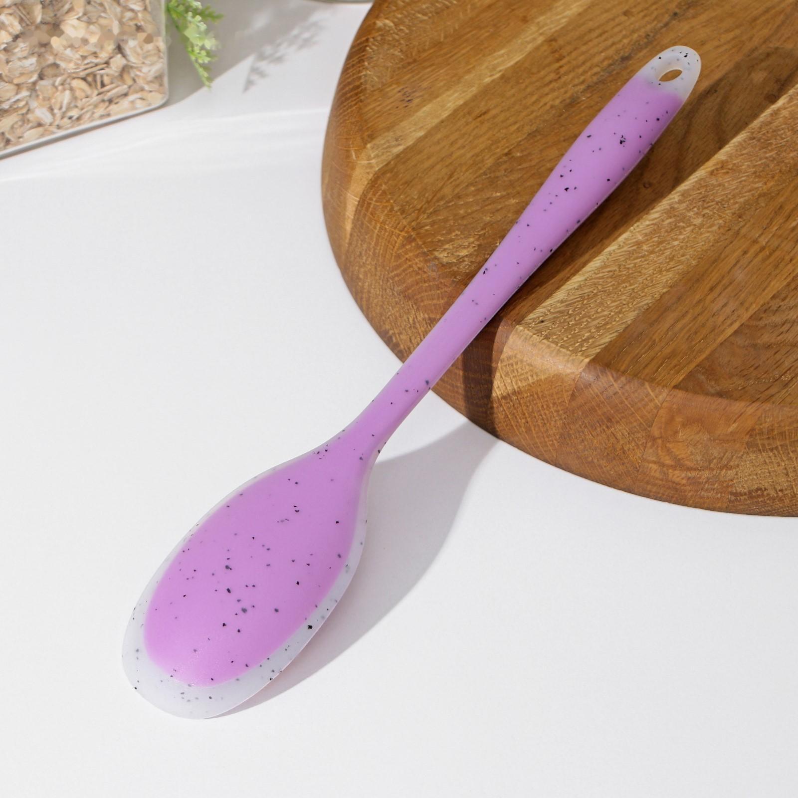 Ложка силиконовая гарнирная Доляна «Леонардо» 27×5×1,5 см, цвет сиреневый