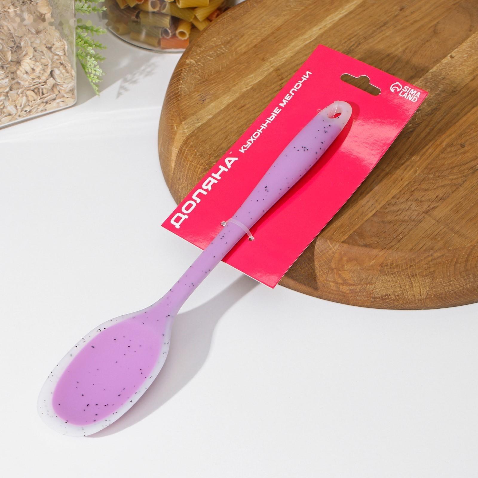 Ложка силиконовая гарнирная Доляна «Леонардо» 27×5×1,5 см, цвет сиреневый
