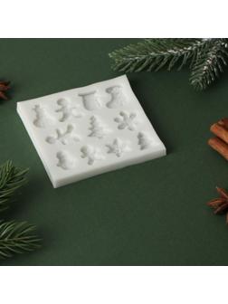 Силиконовый молд Доляна «Новый год», 8,7×8,3×0,7 см, цвет серый