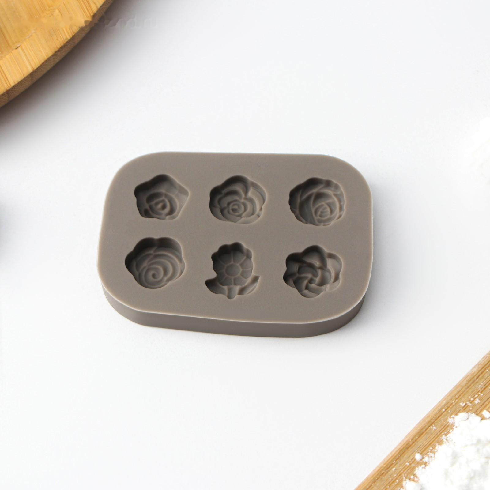 Силиконовый молд Доляна «Розочки», 6,5×4,5×0,9 см, цвет серый
