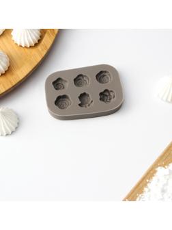 Силиконовый молд Доляна «Розочки», 6,5×4,5×0,9 см, цвет серый