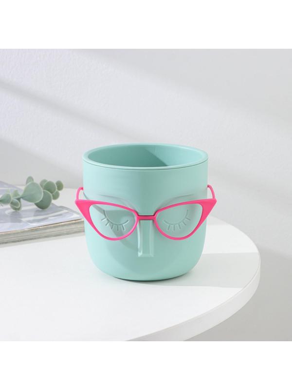 Кашпо для цветов со вставкой «Мари», 650 мл, d=11,5 см, h=10,5 см , цвет фисташковый