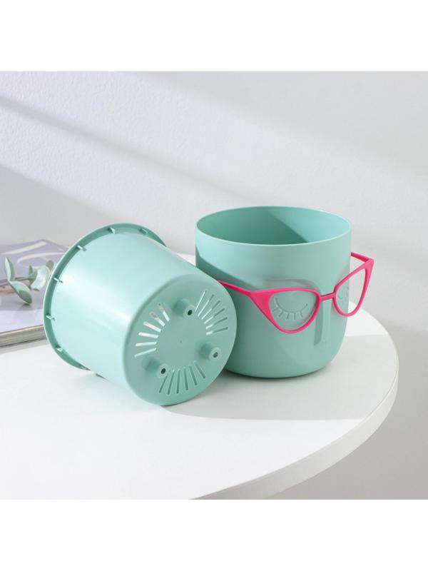 Кашпо для цветов со вставкой «Мари», 650 мл, d=11,5 см, h=10,5 см , цвет фисташковый