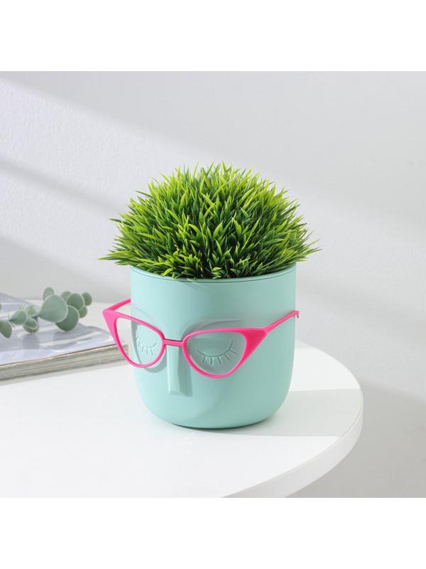 Кашпо для цветов со вставкой «Мари», 650 мл, d=11,5 см, h=10,5 см , цвет фисташковый