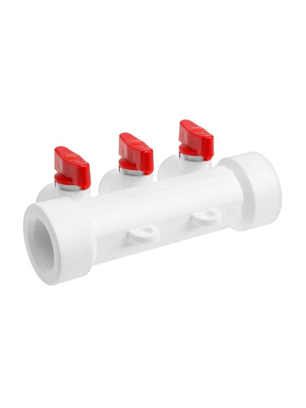 Коллектор OTMO P-F32*3, d=32 мм, 3 выхода, с кранами, полипропиленовый