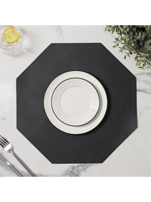 Салфетка кухонная «Тэм», 38×38 см, цвет чёрный, восьмиугольник