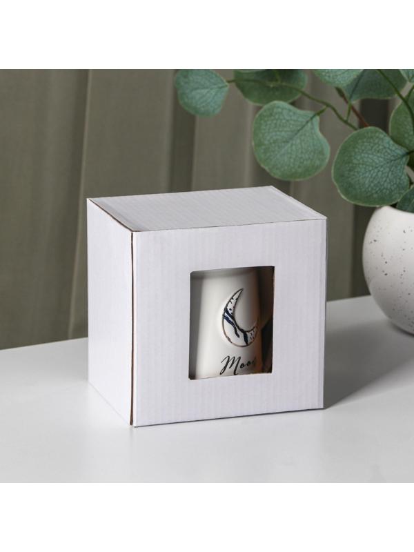 Кружка керамическаяс крышкой и ложкой Moon, 350 мл, цвет белый