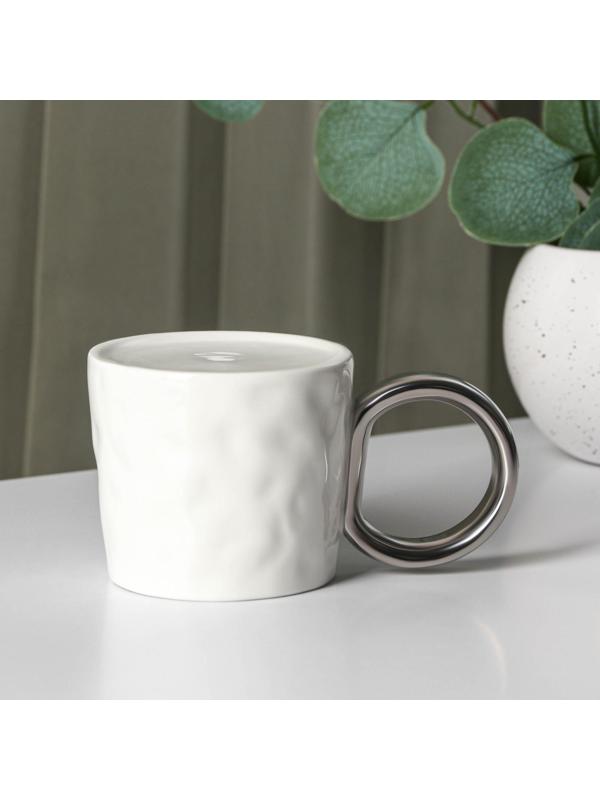 Кружка керамическая с ложкой «Стильный мишка», 320 мл, цвет белый