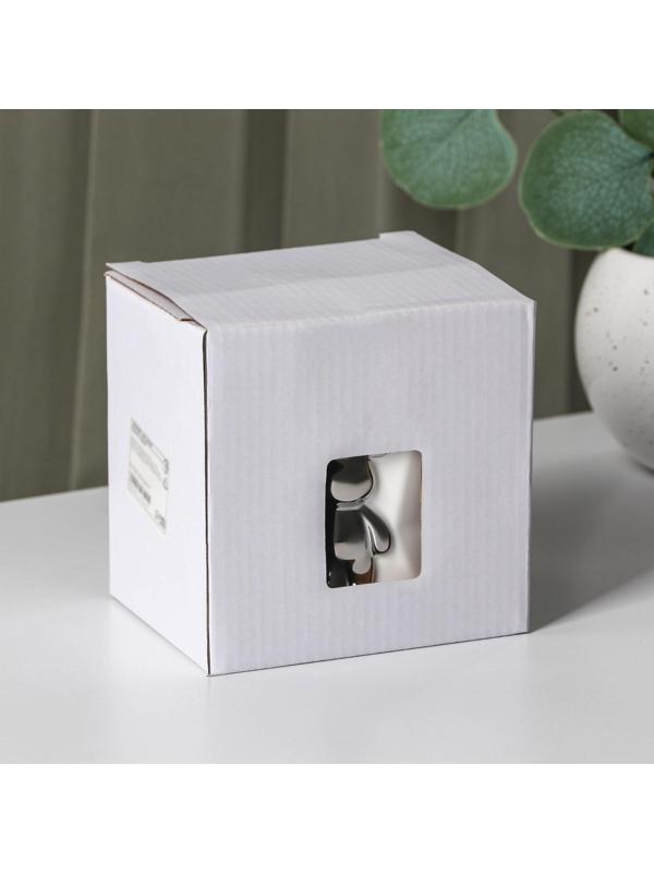 Кружка керамическая с ложкой «Стильный мишка», 320 мл, цвет белый